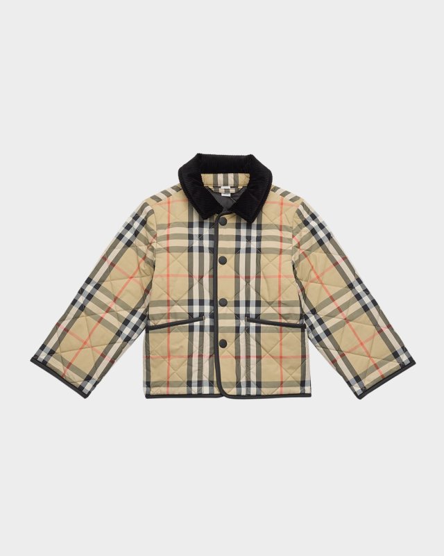 Boy's Milo Check Quilted Jacket, Size 12M-2T
